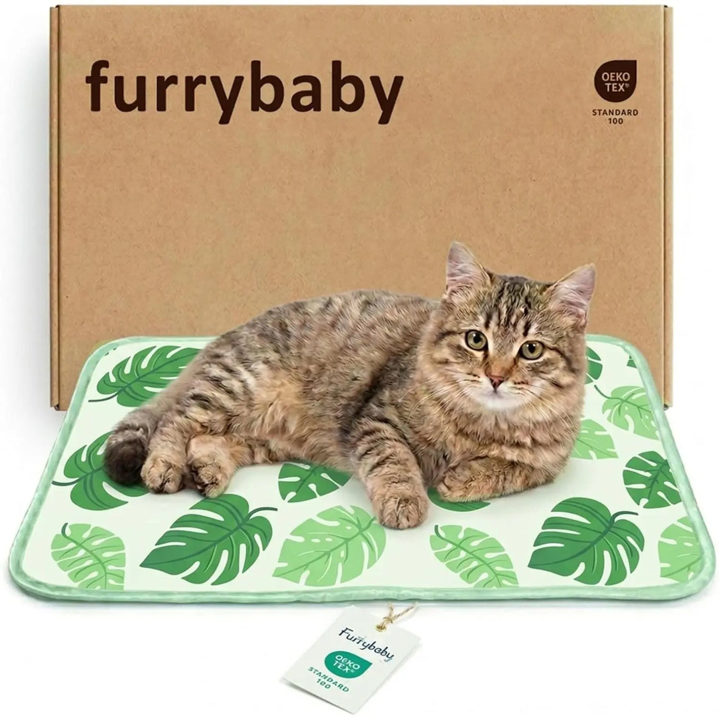 Dog and Cat Cooling Mat - Soft, Breathable, Self-Cooling Pad for Pet Beds, 23" x 18", Washable, Non-Slip Design for Indoor and Outdoor Use, Leaf Pattern