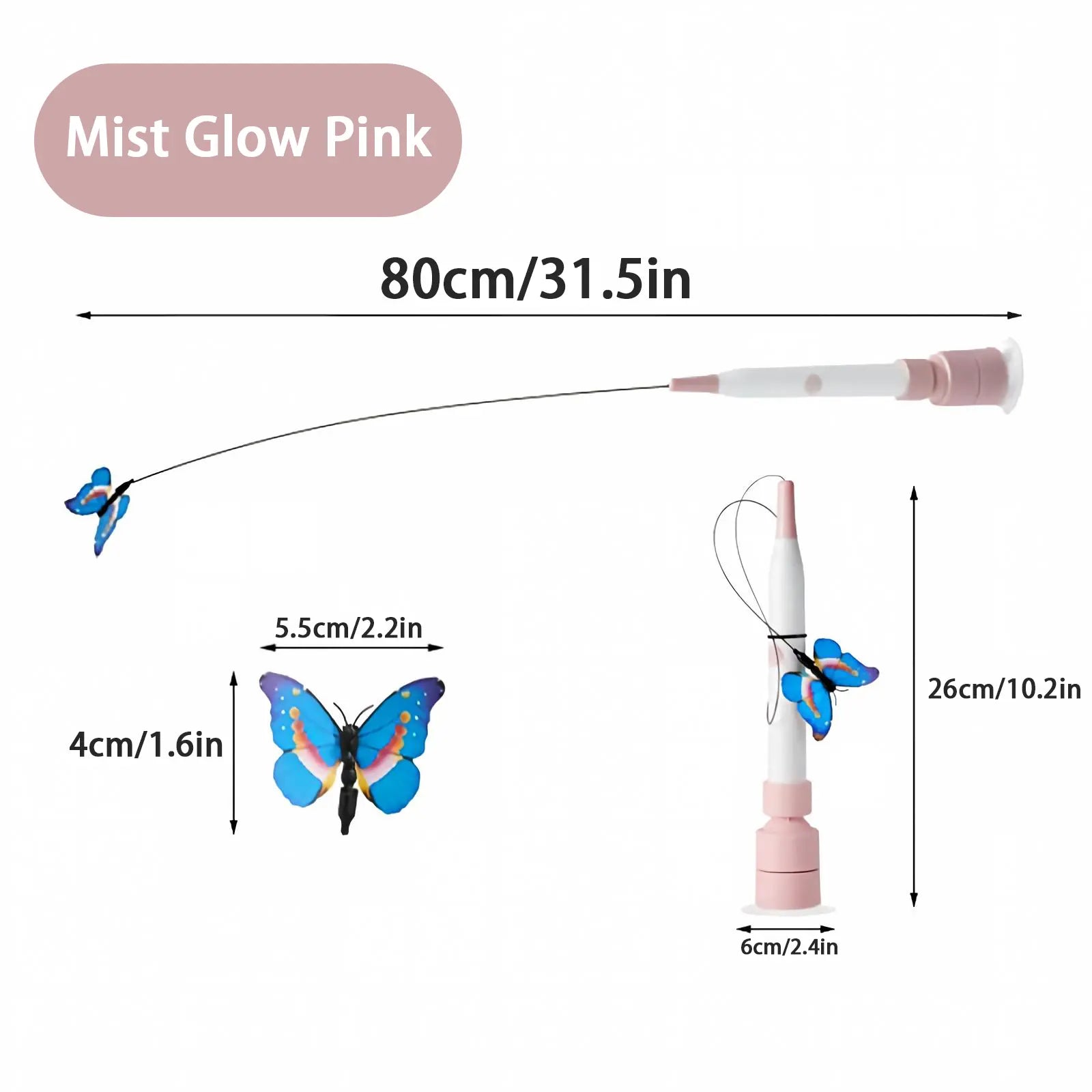 USB Rechargeable Rotating Butterfly Cat Toy with 360° Spin and Random Movement - Dual Modes for Self-Play and Handheld Use, Featuring a Durable Suction Cup Base for Kittens and Adult Cats