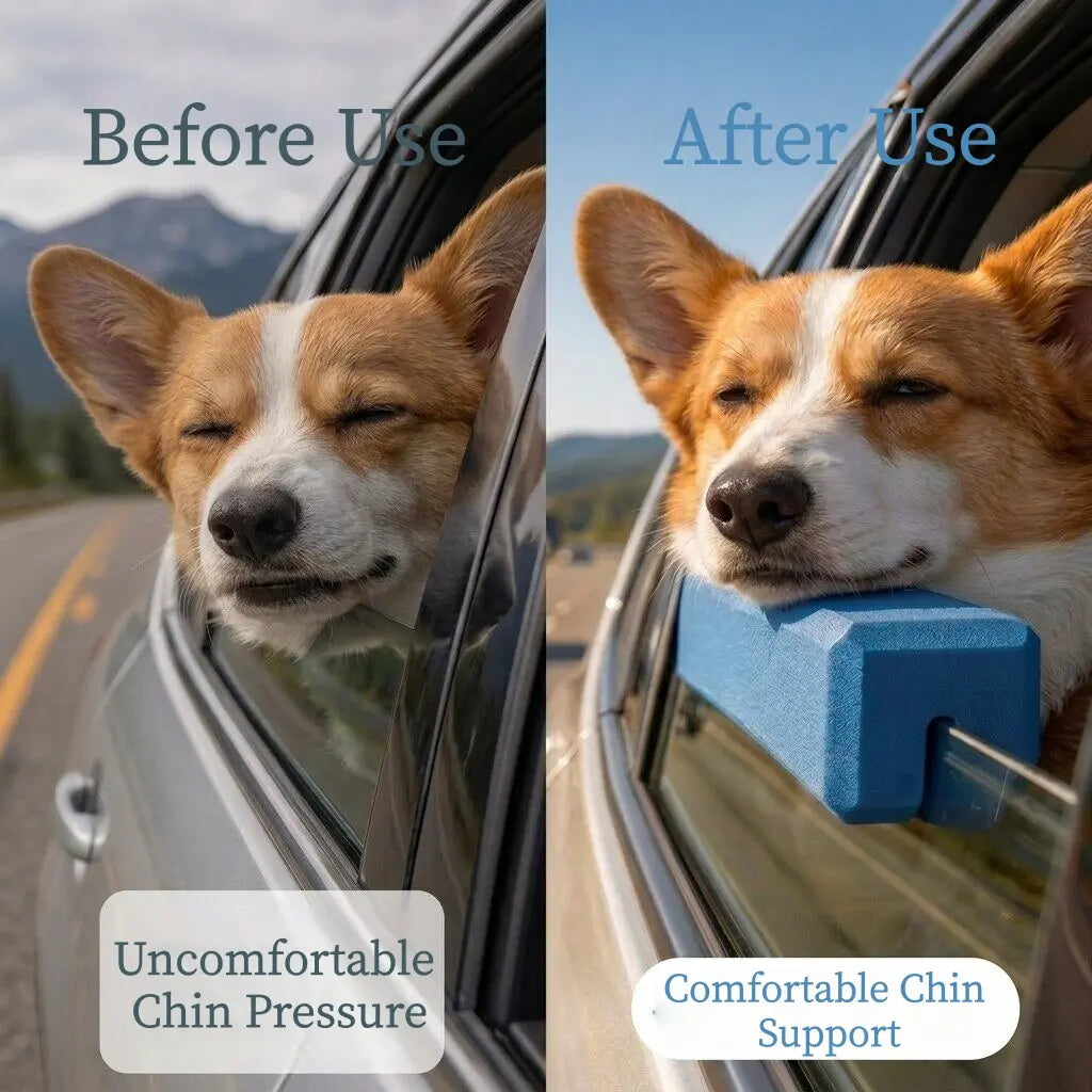 Universal Dog Car Window Chin Rest Cushion - Soft Foam Head Support for Medium & Large Dogs, Safe and Comfortable Travel Accessory